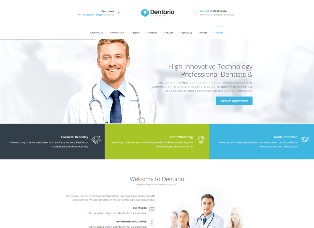 Dentario - Tema WordPress Dokter Gigi, Medis & Perawatan Kesehatan + RTL