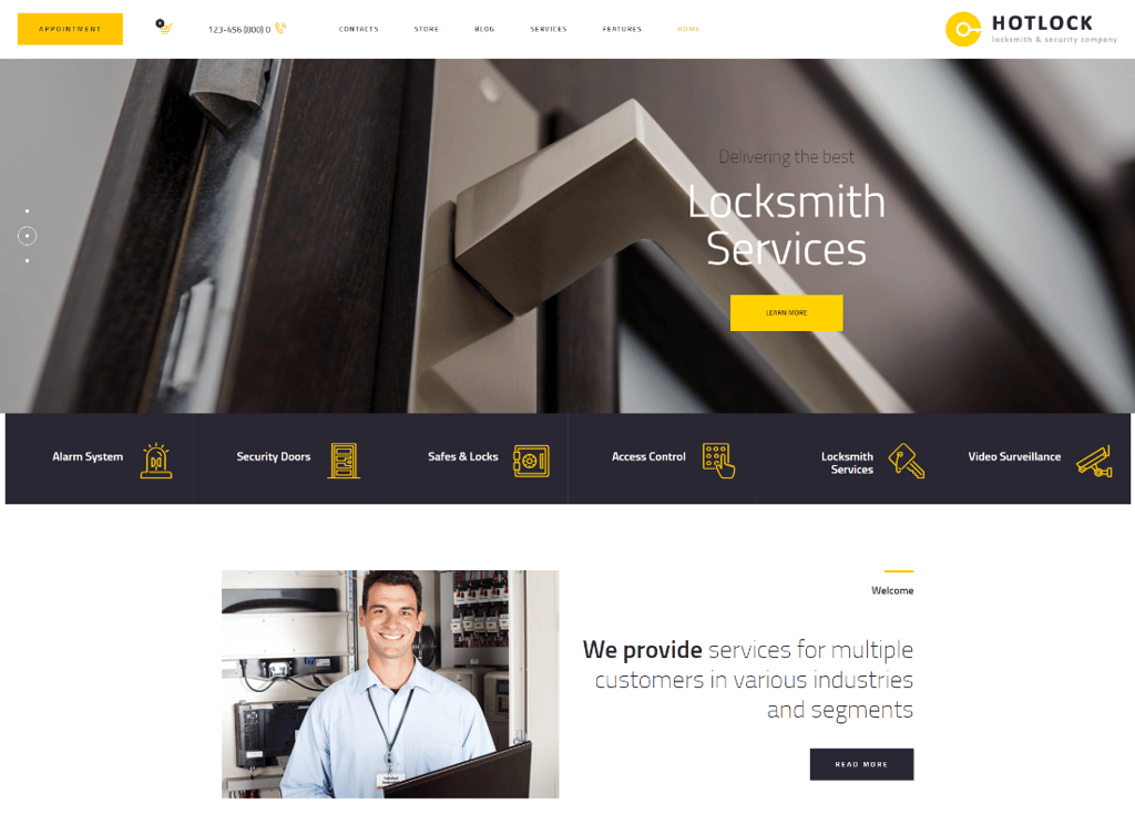 HotLock - Tema WordPress Tukang Kunci & Sistem Keamanan + RTL