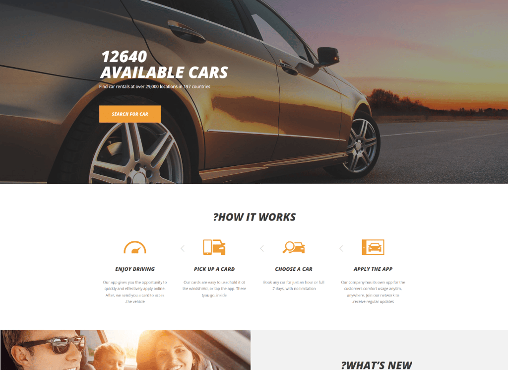 Cars4Rent - Penyewaan Mobil & Layanan Taksi WordPress Tema + RTL