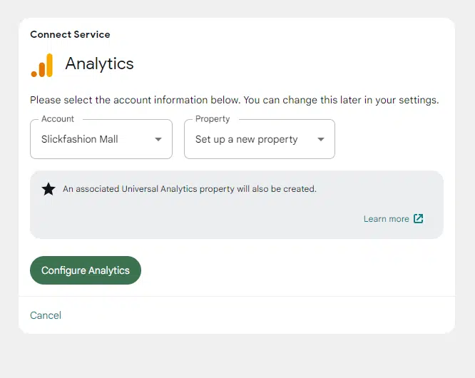 site kit analytic configuration