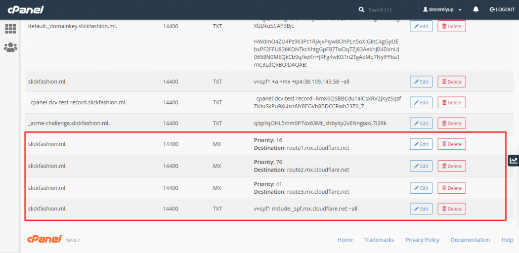 Adding mx and Txt record for cloudflare