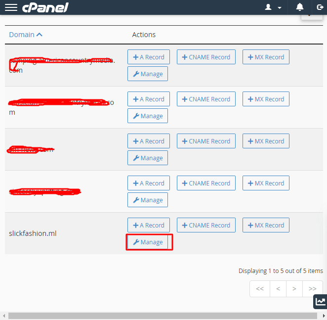 DNS zone editor panel