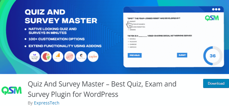 Wtyczka WordPress Quiz i Survey Master