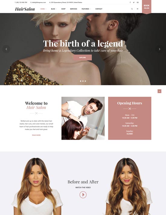 hair salon WordPress theme