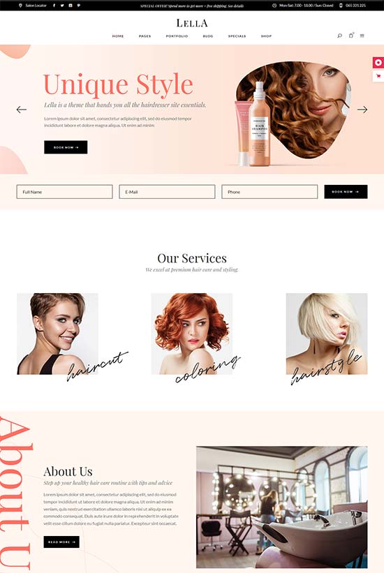 lella beauty salon theme