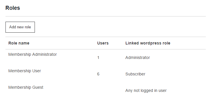 Membership Roles Settings