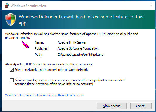 firewall-notification-installing-xampp