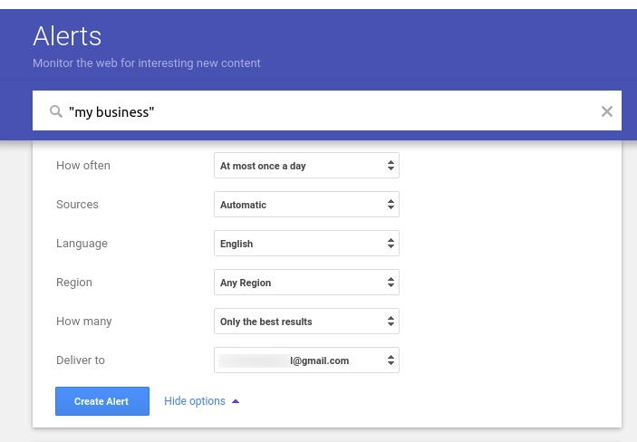 setting up google alerts