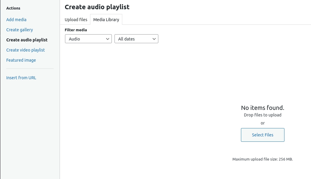 upload audio in WordPress