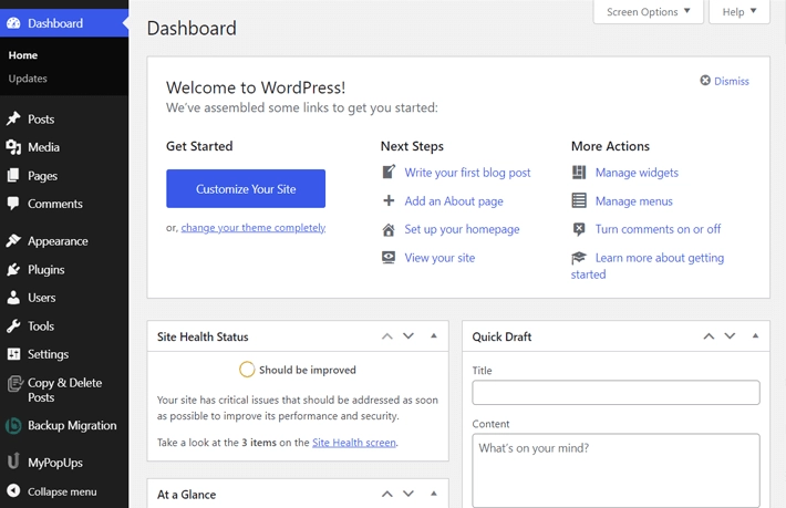 WordPress Dashboard