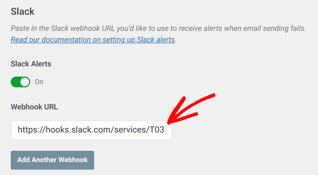 URL de webhook de Slack agregada