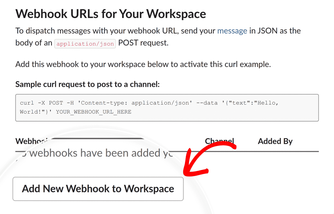 Genere un webhook para su aplicación de Slack