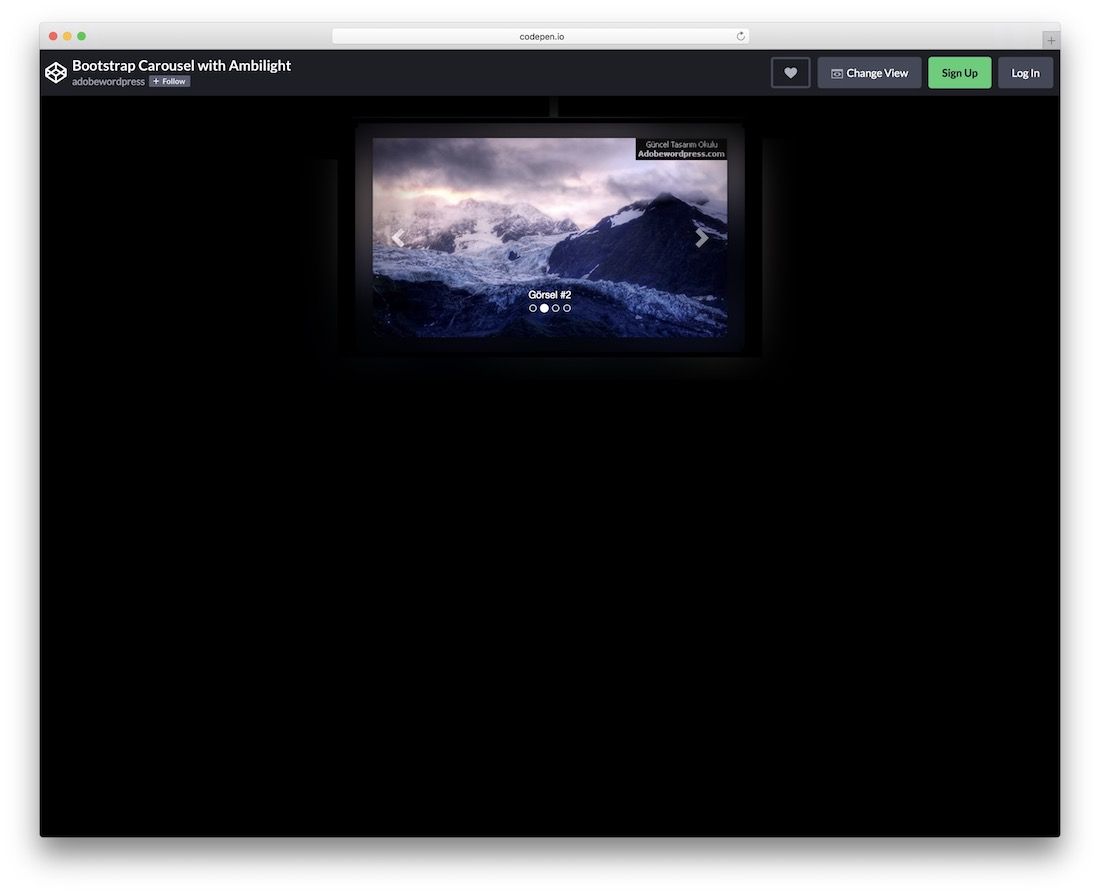 carrossel bootstrap com ambilight