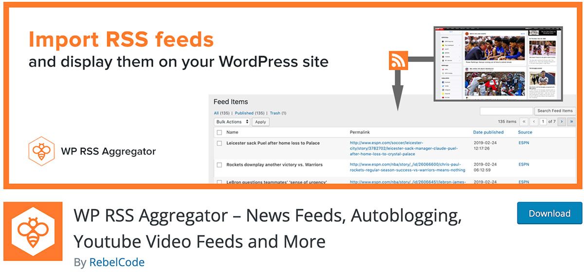 Plugin WP RSS Aggregator untuk WordPress