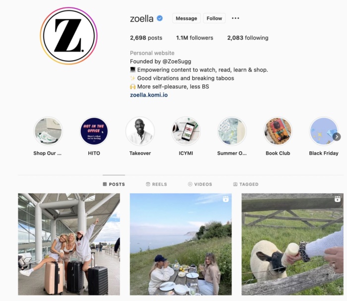 Strona Instagram Influencer Zoelli.