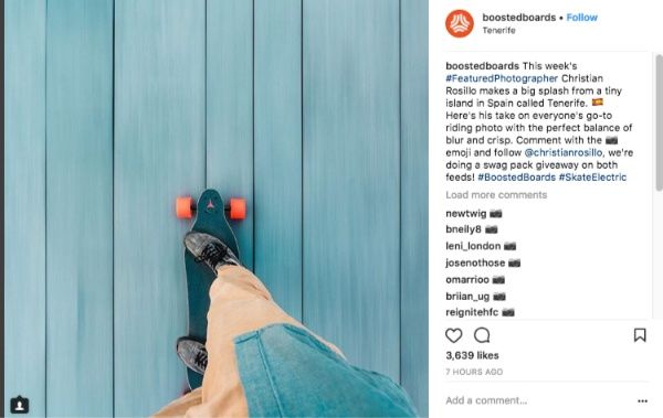 Пост в Instagram от Boosted Board о том, как кто-то катается на скейтборде.