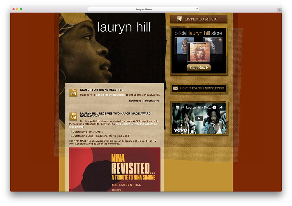 lauryn-hill-şarkıcı-web sitesi kullanarak-wordpress