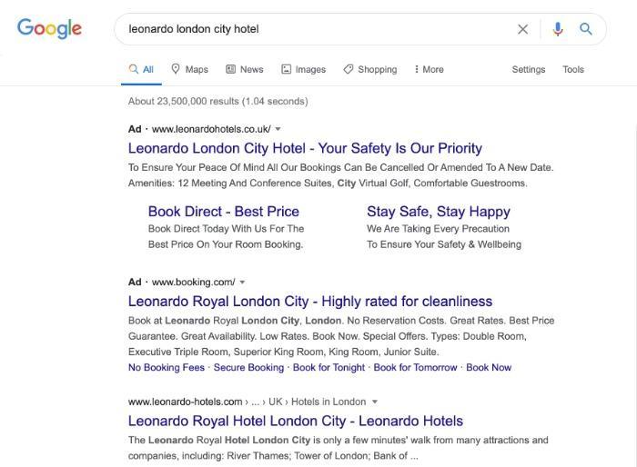 "leonardo london şehir oteli" anahtar kelimesi için Google arama sonuçları