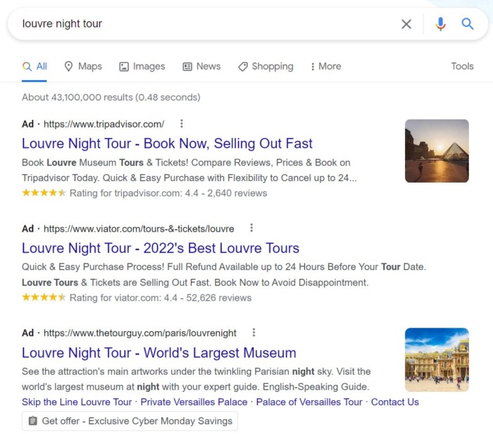 "louvre gece turu" için Google arama sonuçları