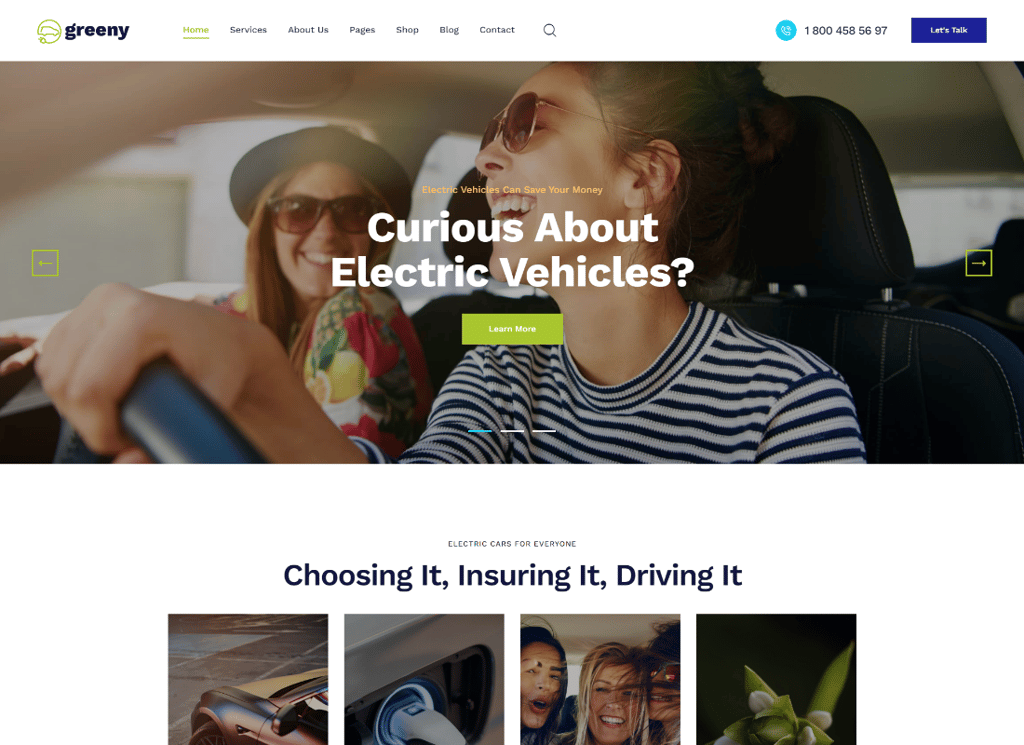 Greeny - 电动汽车经销商 WordPress 主题