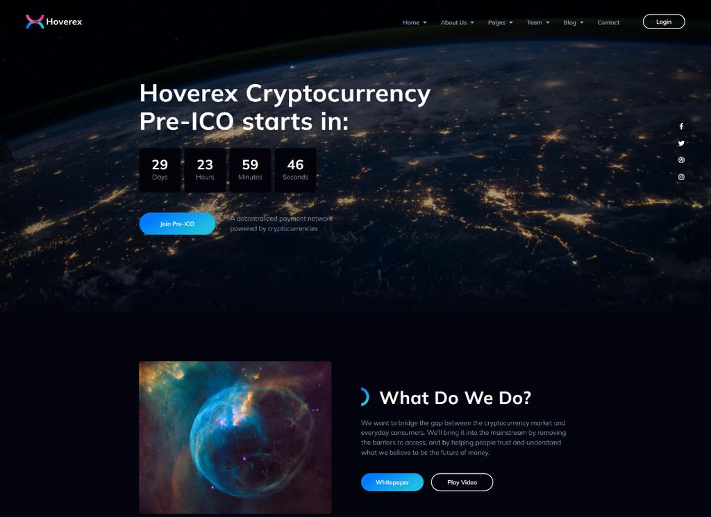 Hoverex - 加密货币、NFT 和 ICO WordPress 主题