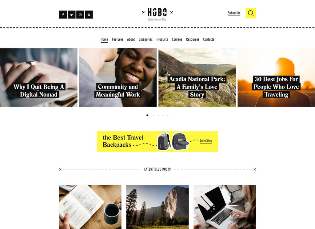 Hobo - 数字游牧旅游生活方式博客 WordPress 主题