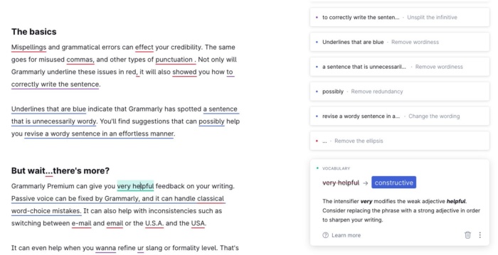 Grammarly を使用してコンテンツを改善する。