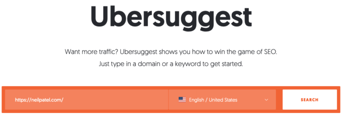 Ubersuggest için URL giriş alanı.