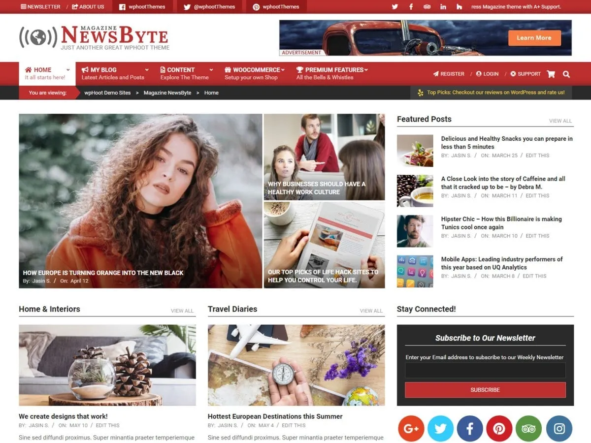 Tema unică a revistei WordPress