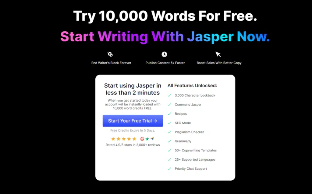 jasper ai free trial