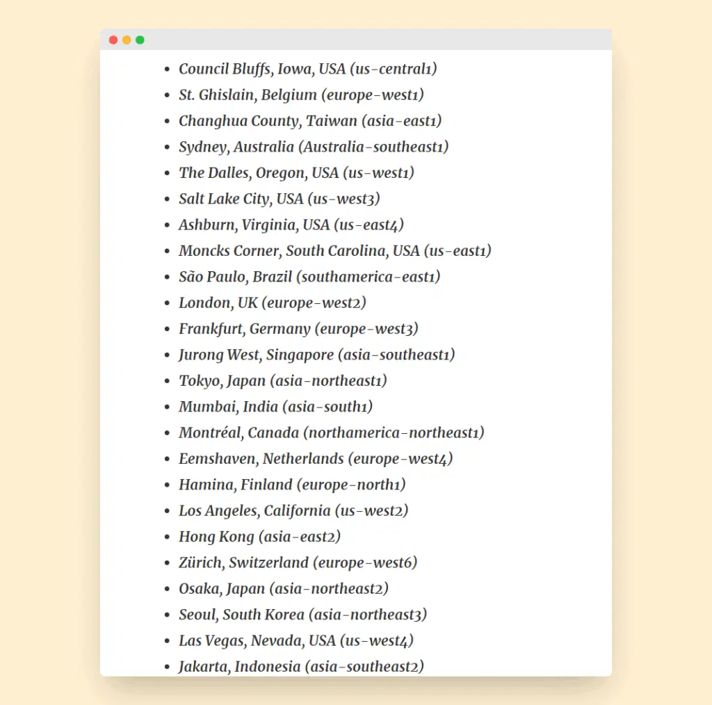 Kinsta data center locations