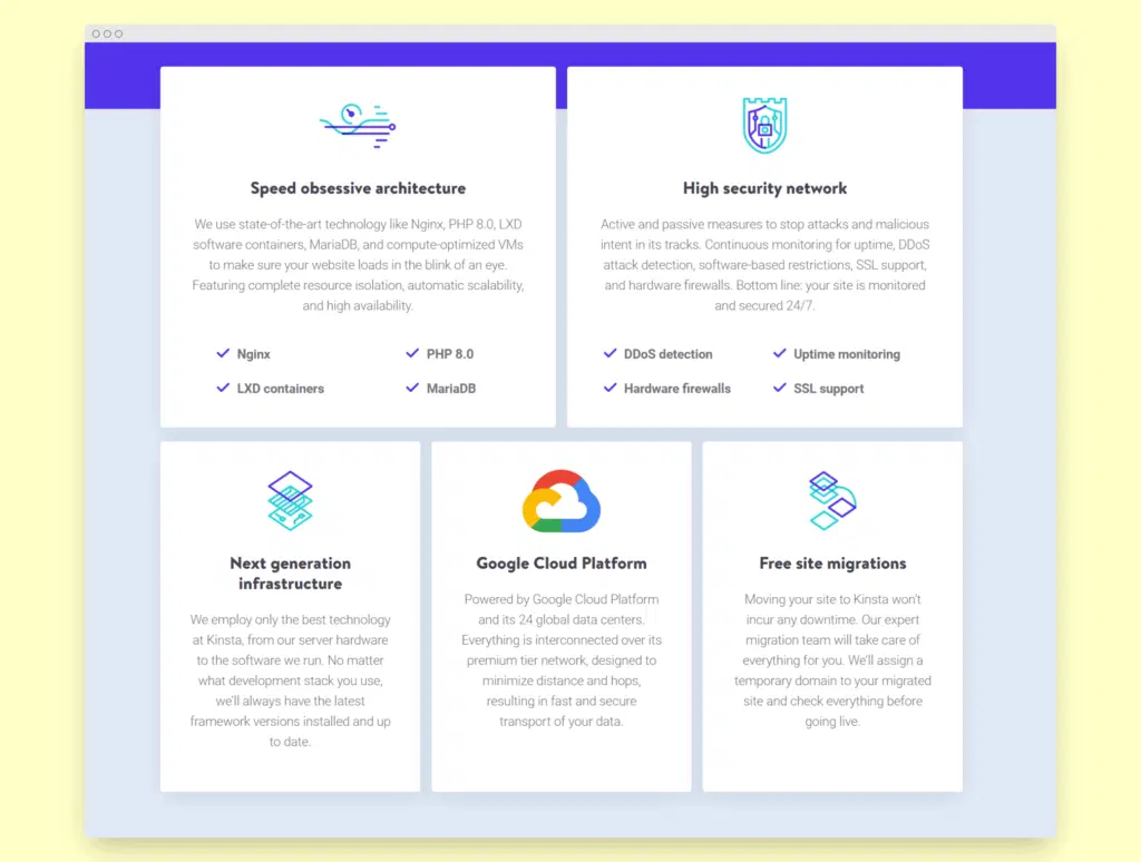 Kinsta features