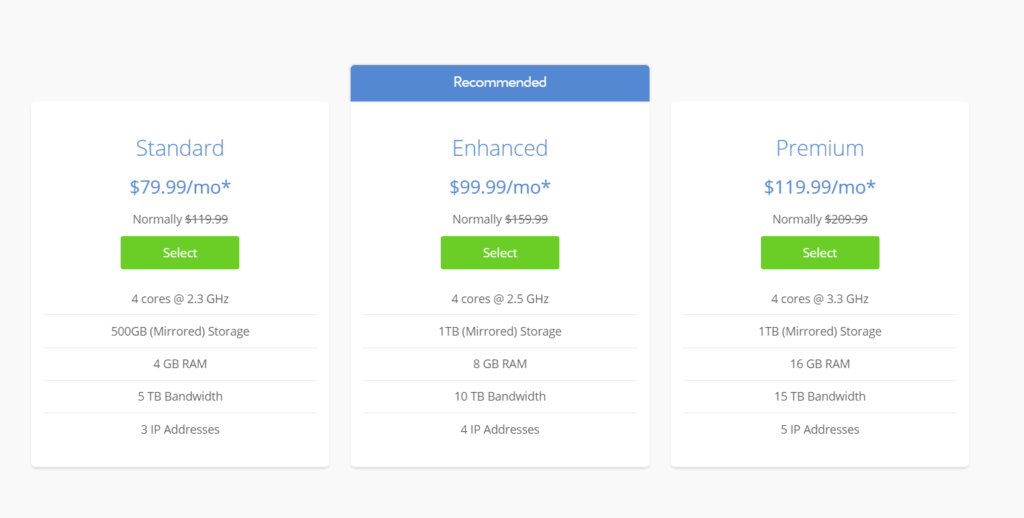 Bluehost dedicated plans 