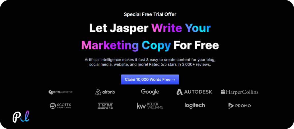 Jasper.ai free trial offer page 1