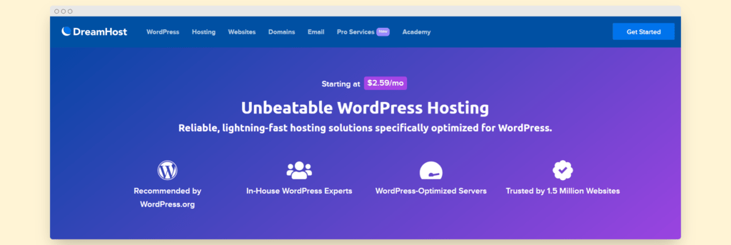 Dreamhost features wordpress