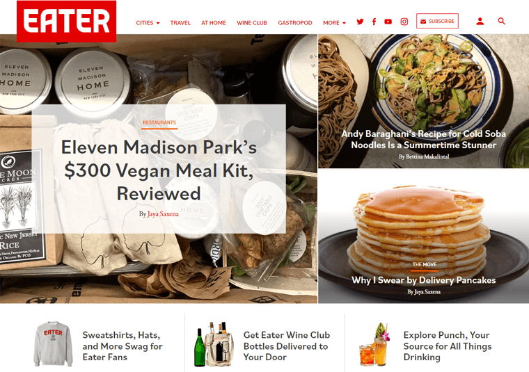 Eater - Ejemplos de sitios web de blogs de comida