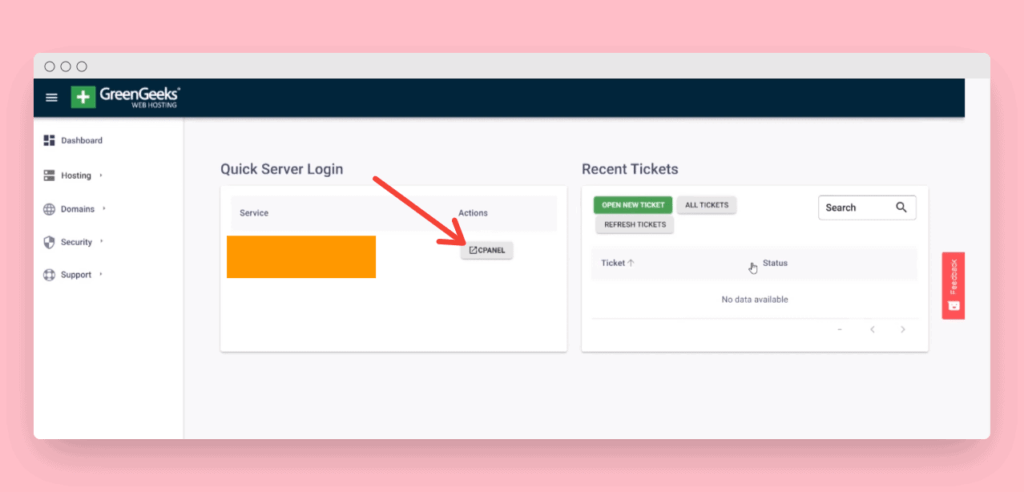 Greengeeks dashboard