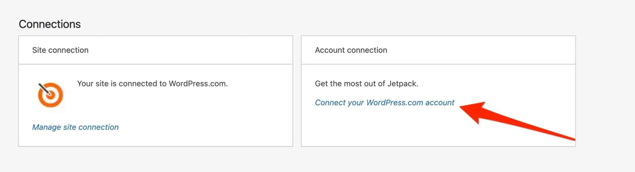 Wstawka połączenia Jetpack na WordPress.