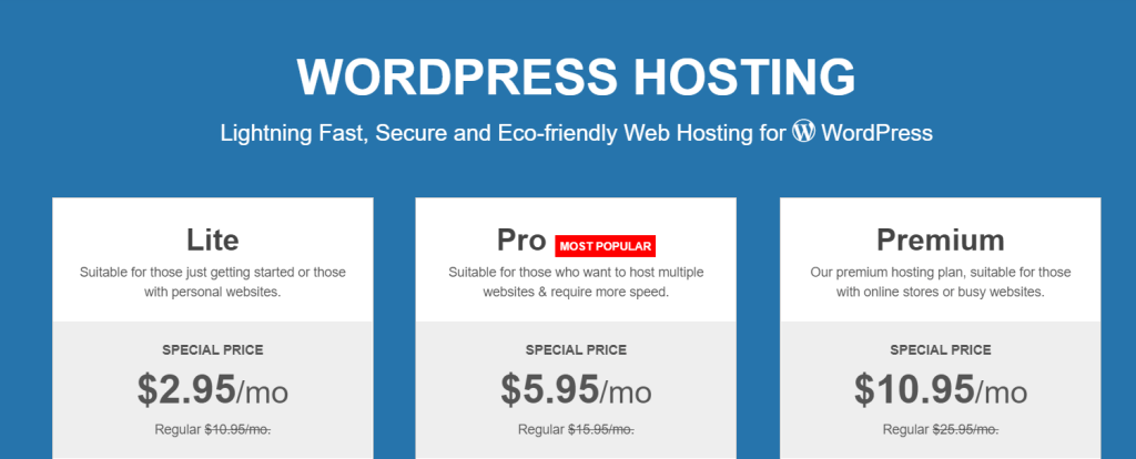 Greengeeks wordpress plan pricing