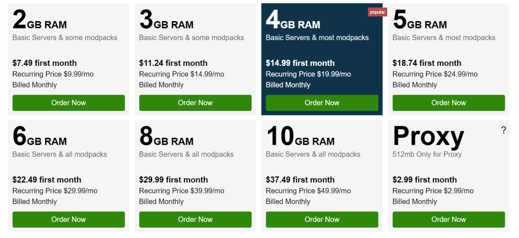 Apex Hosting Pricing