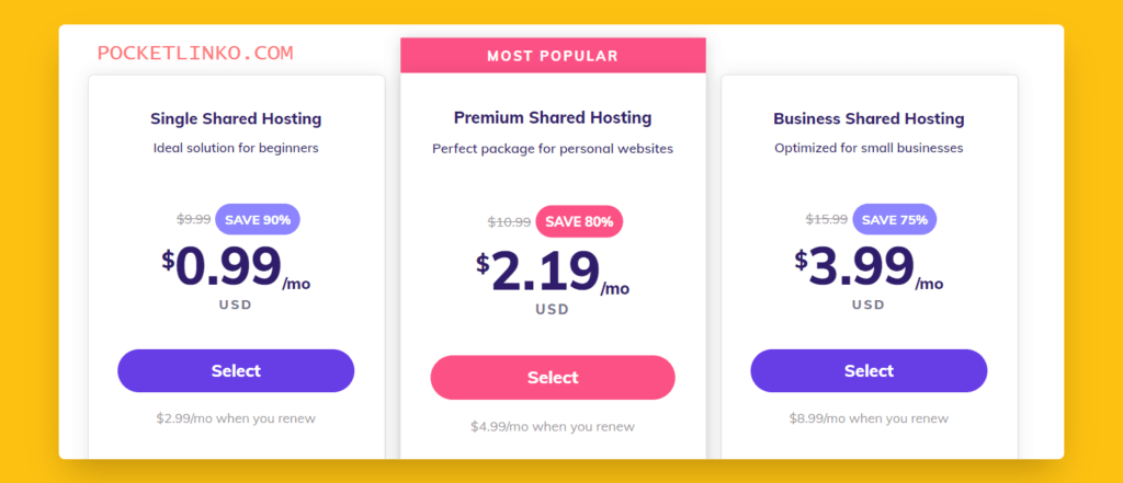 Hostinger web hosting plans with discount