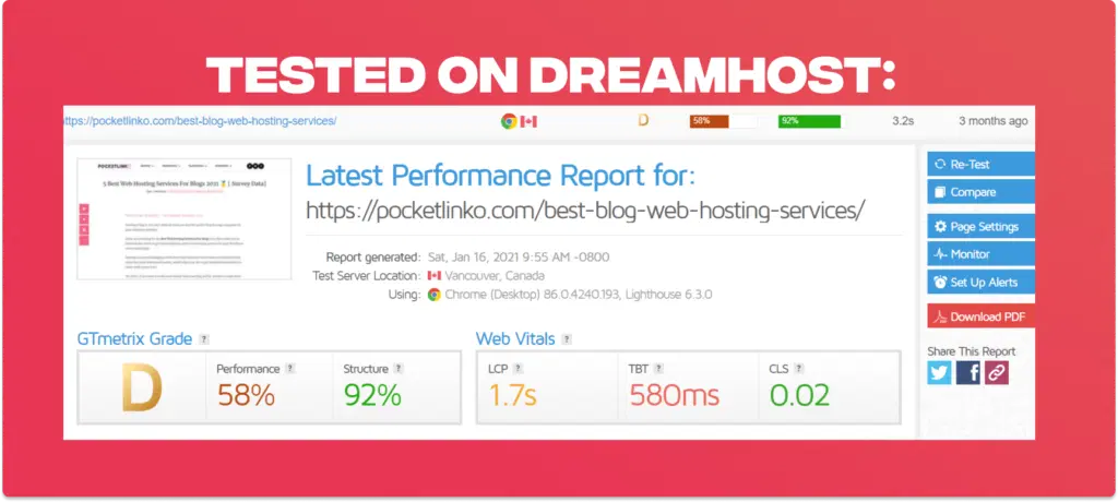 Dreamhost speed test