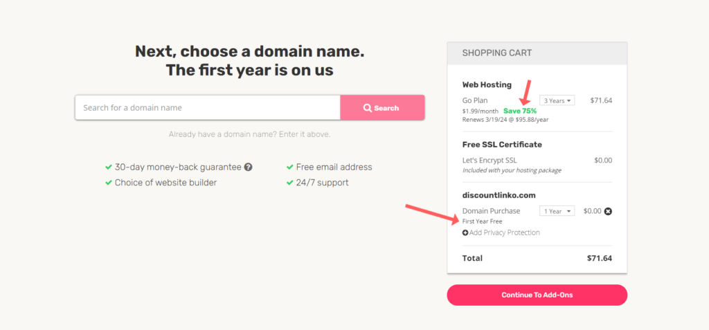 iPage free domain name buying guide