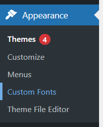 setelah menginstal plugin, buka opsi font khusus di area WP Admin.