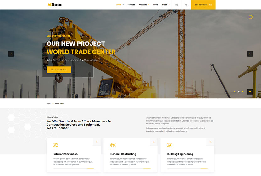 TheRoof – Tema WordPress Konstruksi Dan Arsitektur