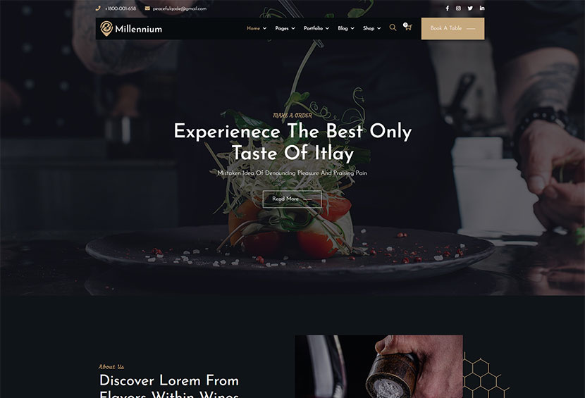 Millennium - Tema WordPress de restaurante