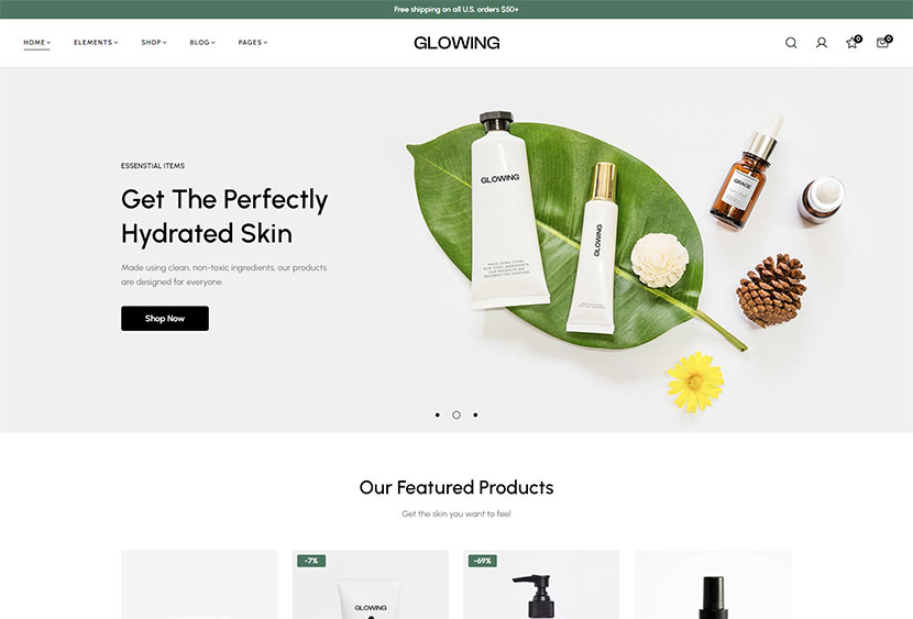 Glowing – ธีมร้านความงามและเครื่องสำอาง