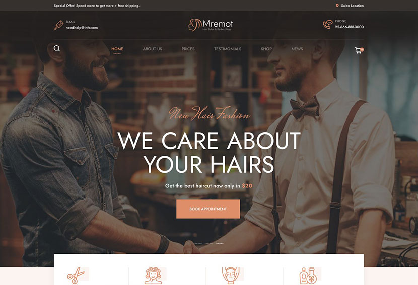 Mremote - ร้านทำผม WordPress Theme