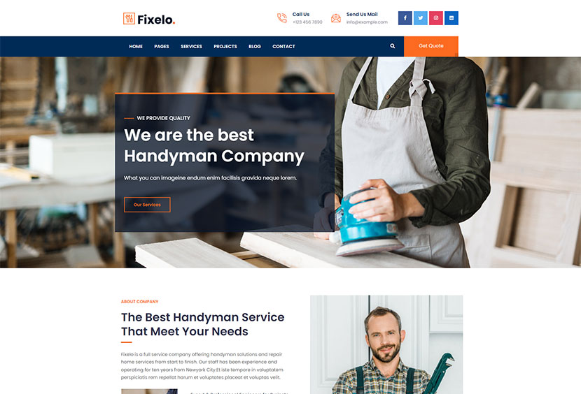 Fixelo - Tema WordPress pentru servicii Handyman