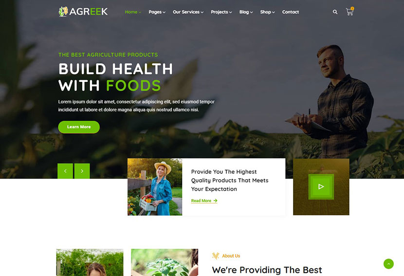 Agreek - Tema WordPress para Agricultura y Alimentos Orgánicos